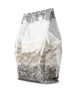 Gümüş Yaldız Çiçek Baskılı Kare Taban Oturan Torba 6x15cm (1000 ADET)