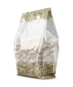 Altın Yaldız Çiçek Baskılı Kare Taban Oturan Torba 6x15cm(1000 ADET)