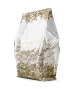 Altın Yaldız Çiçek Baskılı Kare Taban Oturan Torba 6x15cm(1000 ADET)