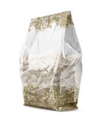 Altın Yaldız Çiçek Baskılı Kare Taban Oturan Torba 6x15cm(1000 ADET)